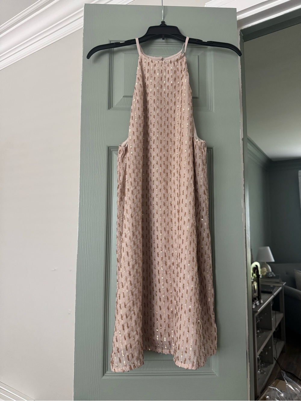 Show Me Your MuMu Blush Sequin Halter Mini Dress